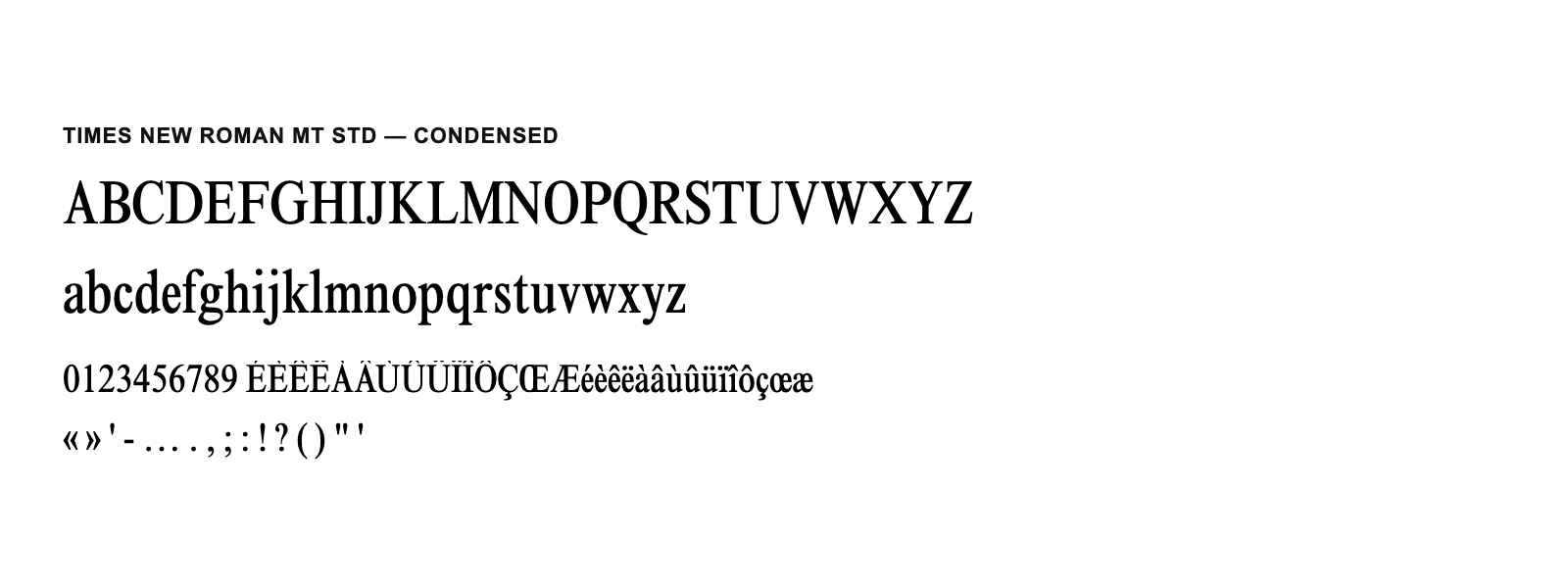 Spécimen de Times New Roman MT Std Condensed