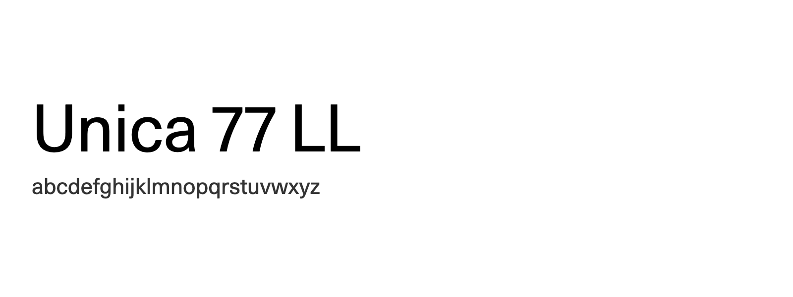 Spécimen de Unica 77 LL