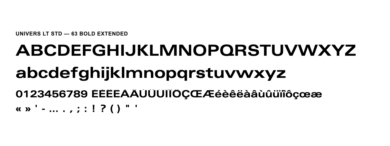 Spécimen de Univers LT Std 63 Bold Extended