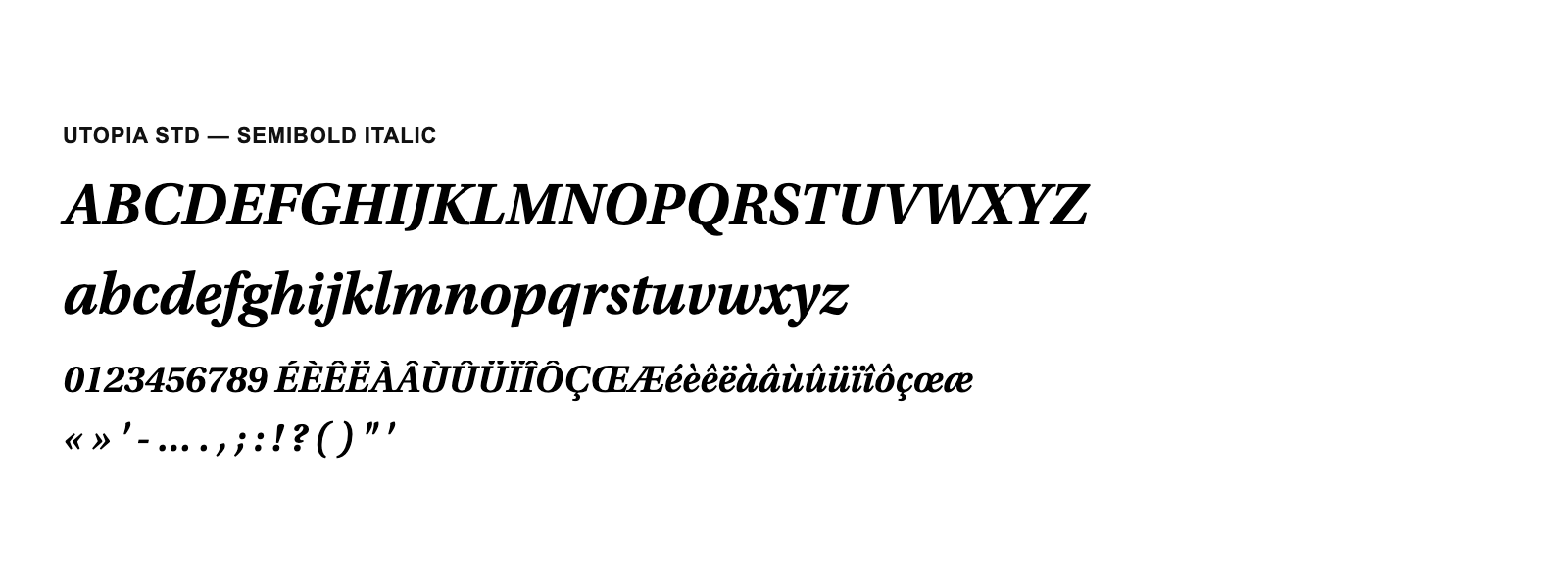 Spécimen de Utopia Std Semibold Italic