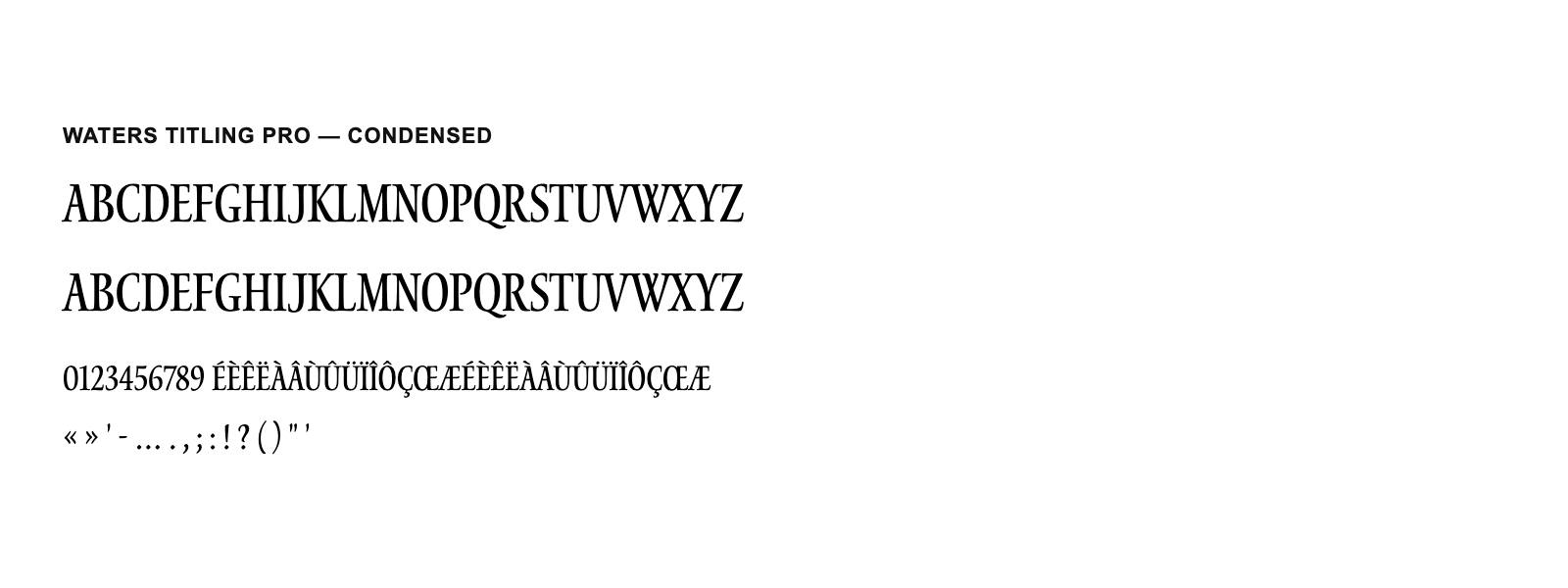 Spécimen de Waters Titling Pro Condensed