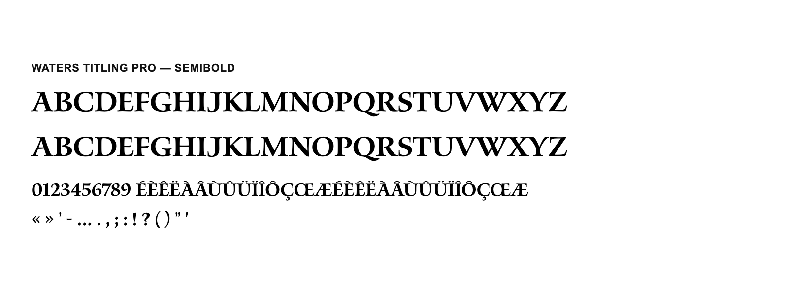 Spécimen de Waters Titling Pro Semibold