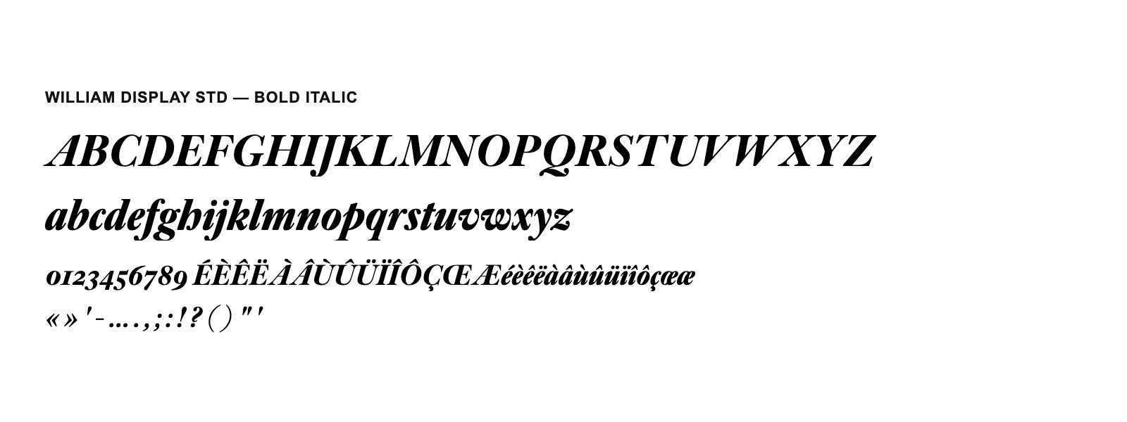 Spécimen de William Display Std Bold Italic