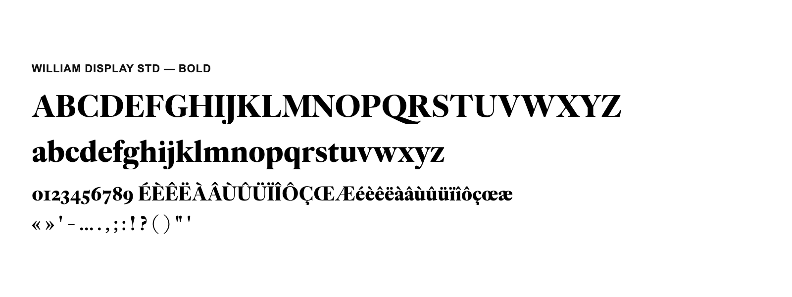 Spécimen de William Display Std Bold