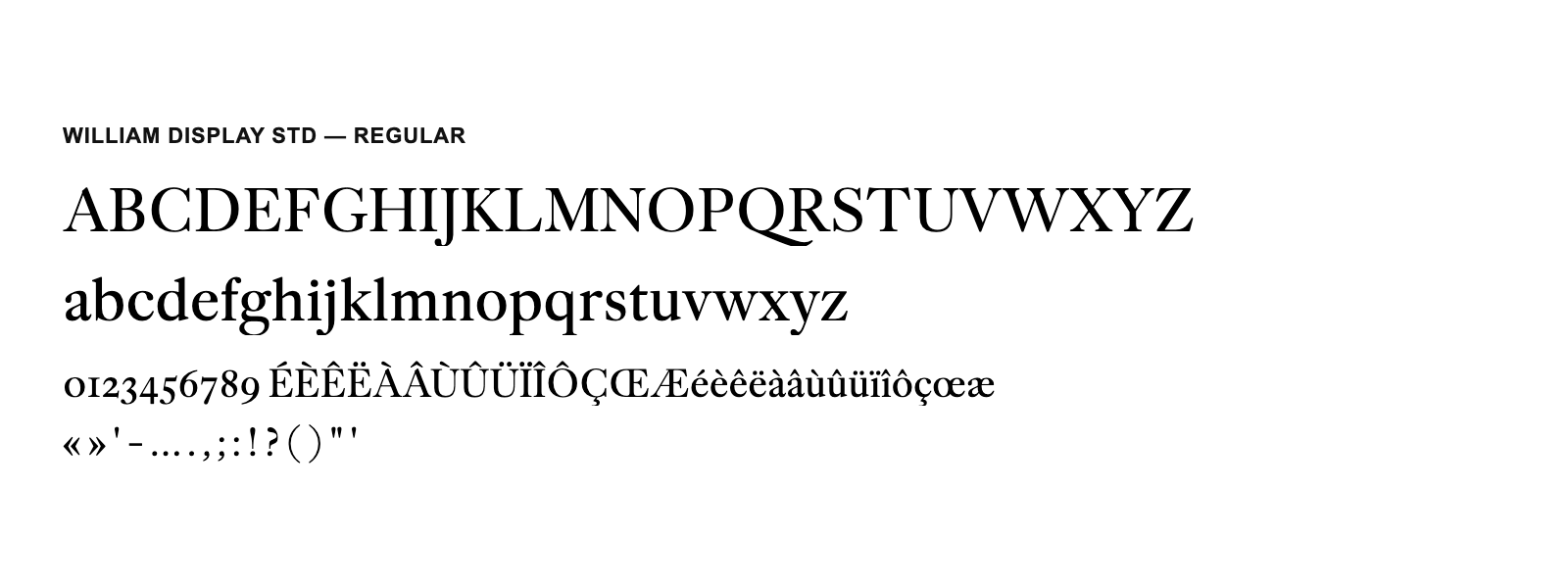 Spécimen de William Display Std Regular