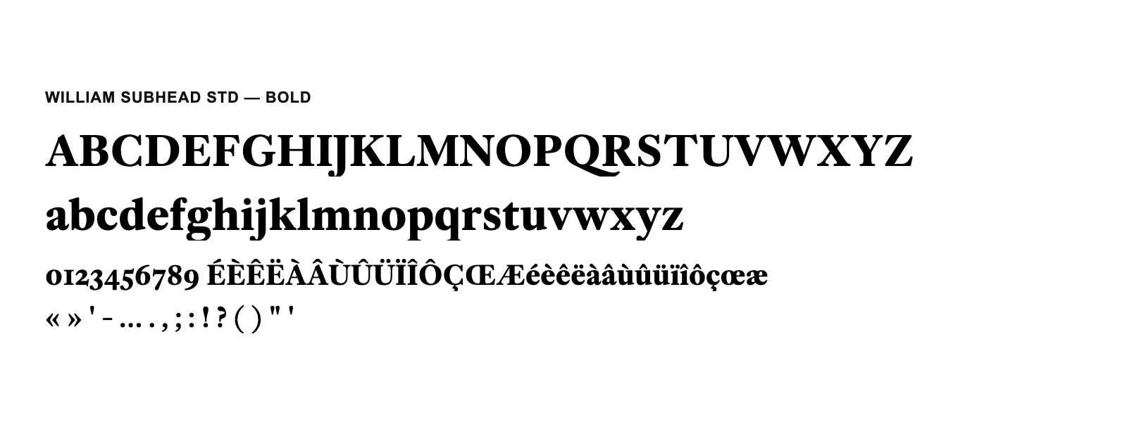 Spécimen de William Subhead Std Bold