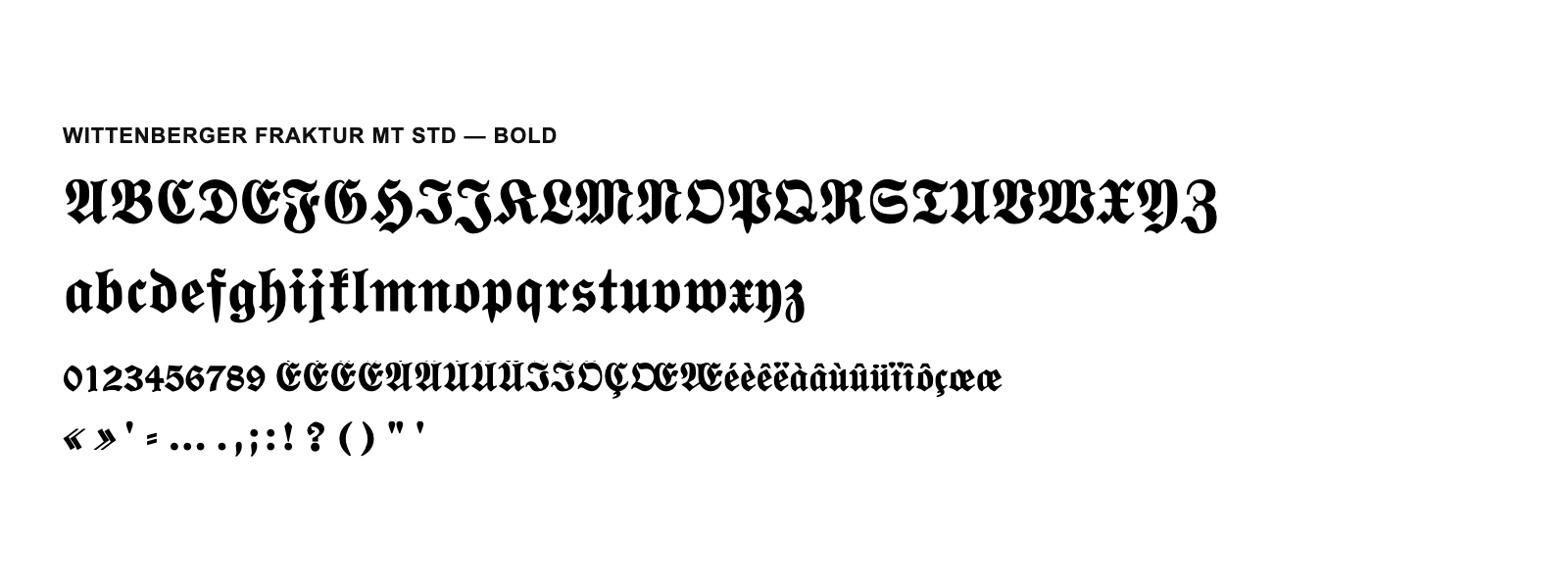 Spécimen de Wittenberger Fraktur MT Std Bold
